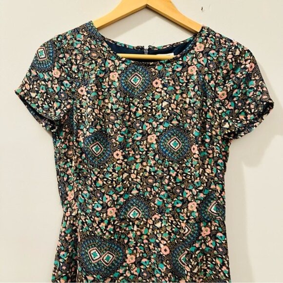 J.Crew Short-sleeve flutter Floral Patterned  Dress Navy Pink Begonia Size 00 - Picture 5 of 13